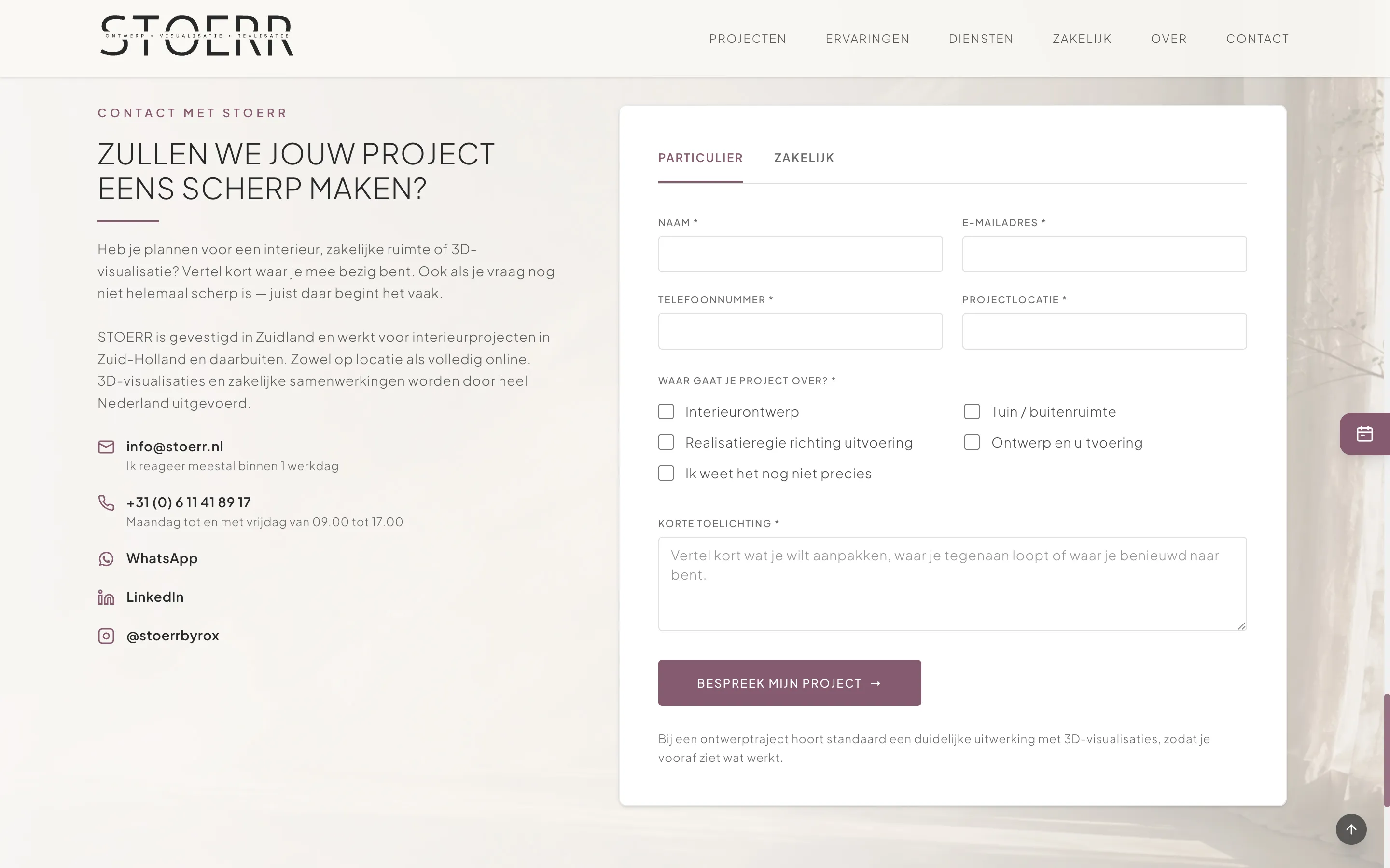 Contact page of STOERR